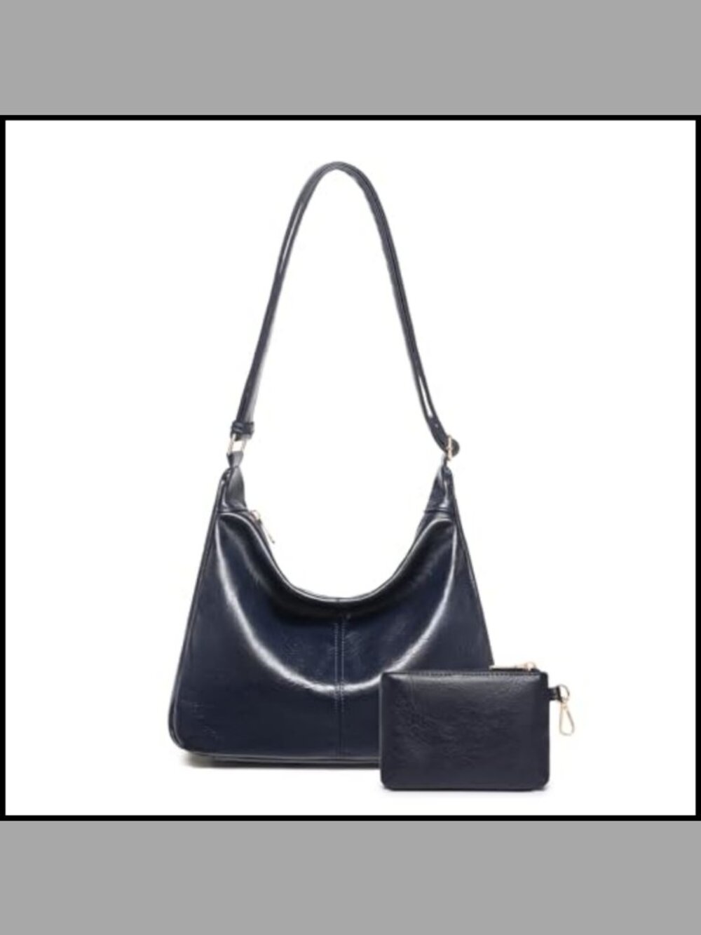 Soft Vegan Leather Hobo Bag with Mini Purse Slouchy Shoulder Crossbody Handbag